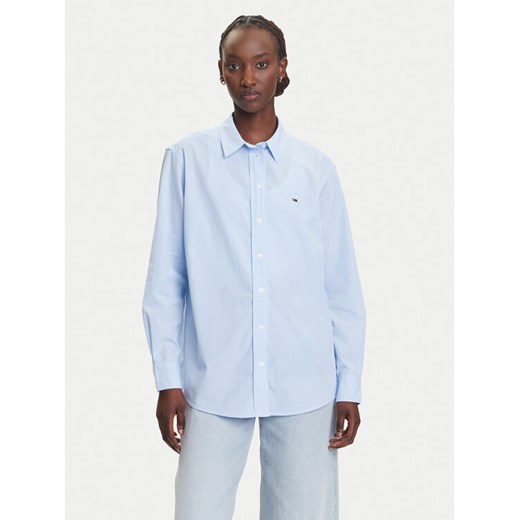 Tommy Jeans Koszula Micro Gingham DW0DW20987 Niebieski Relaxed Fit ze sklepu MODIVO w kategorii Koszule damskie - zdjęcie 183885487