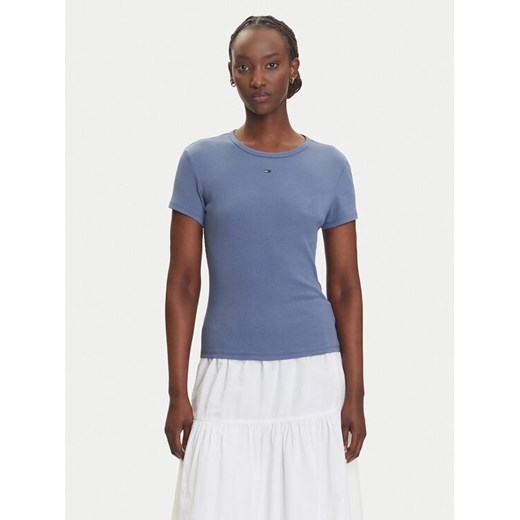 Tommy Jeans T-Shirt Essential DW0DW17383 Niebieski Slim Fit ze sklepu MODIVO w kategorii Bluzki damskie - zdjęcie 183885595