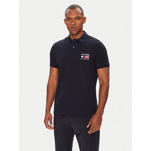 Tommy Hilfiger Polo Flag MW0MW39836 Granatowy Regular Fit ze sklepu MODIVO w kategorii T-shirty męskie - zdjęcie 183885615