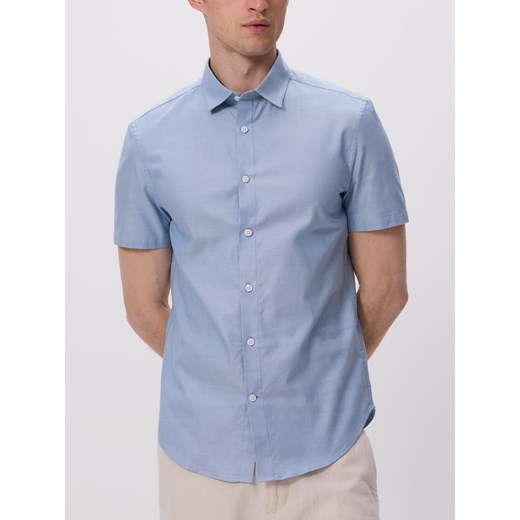 Reserved - Bawełniana koszula slim fit - jasnoniebieski ze sklepu Reserved w kategorii Koszule męskie - zdjęcie 183887148
