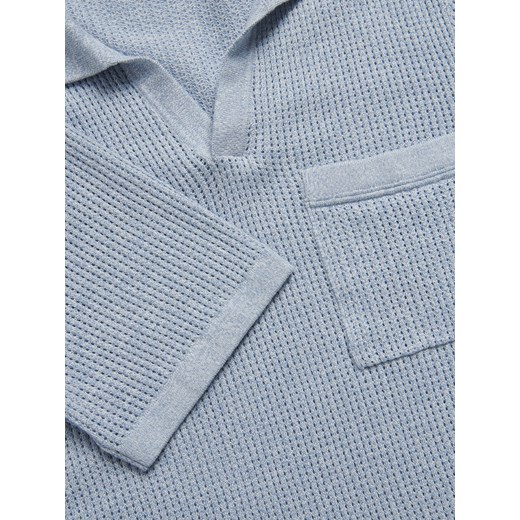 Reserved - Ażurowy sweter polo - jasnoniebieski Reserved M Reserved