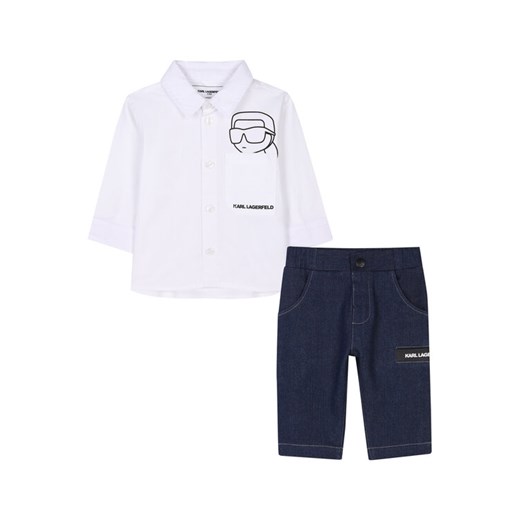 Karl Lagerfeld Kids Komplet koszula i spodnie materiałowe Z30505 S Granatowy Regular Fit ze sklepu MODIVO w kategorii Komplety chłopięce - zdjęcie 183888068