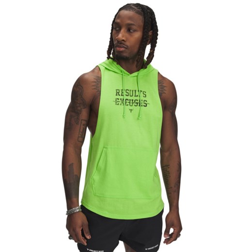 Męski top treningowy z kapturem Under Armour Project Rock Wire SL HD - zielony ze sklepu Sportstylestory.com w kategorii T-shirty męskie - zdjęcie 183888286