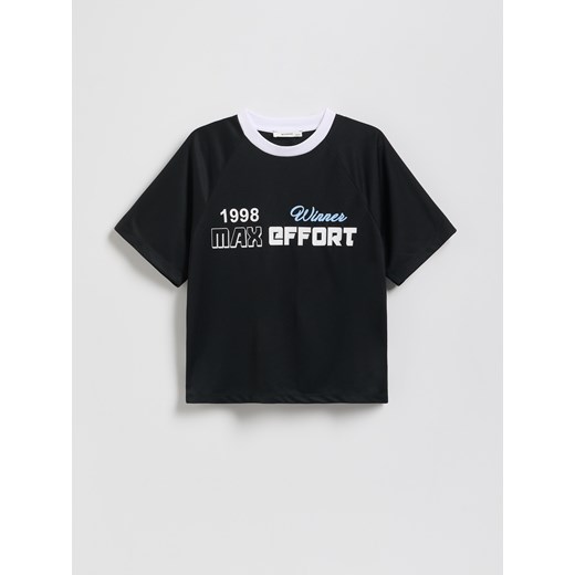 Reserved - Szybkoschnący t-shirt z nadrukiem - czarny ze sklepu Reserved w kategorii T-shirty chłopięce - zdjęcie 183891425
