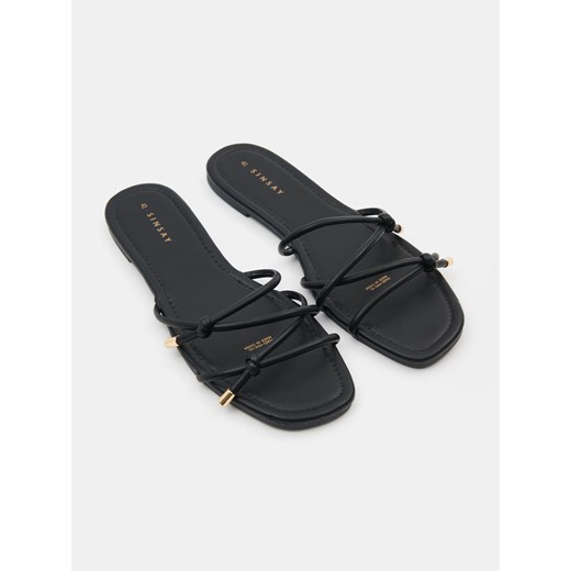 Sinsay - Klapki z ozdobnymi paskami - czarny Sinsay 37 Sinsay