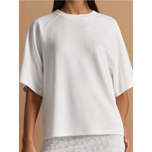 Sinsay - Bluza z domieszką wiskozy - kremowy ze sklepu Sinsay w kategorii Bluzy damskie - zdjęcie 183892029