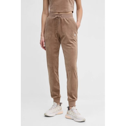 GUESS Brązowe damskie spodnie welurowe Couture, Rozmiar XS ze sklepu outfit.pl w kategorii Spodnie damskie - zdjęcie 183894366