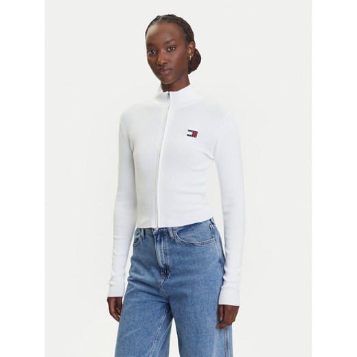 Tommy Jeans Kardigan DW0DW20967 Biały Slim Fit ze sklepu MODIVO w kategorii Swetry damskie - zdjęcie 183894929