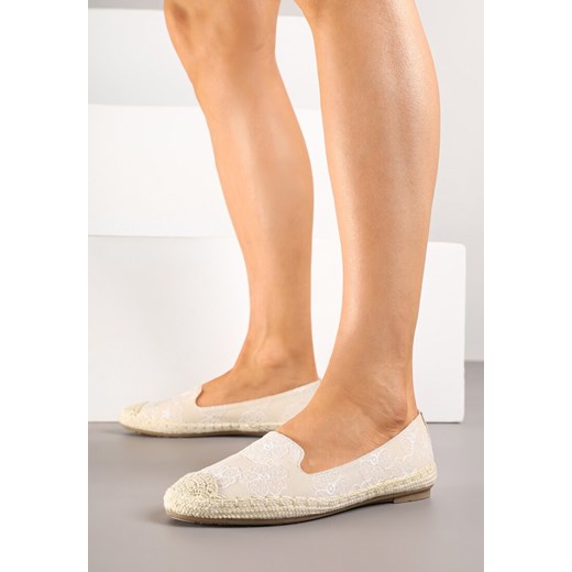 Beżowe Espadryle w Kwiaty z Plecionką Raloria ze sklepu born2be.pl w kategorii Espadryle damskie - zdjęcie 183896537