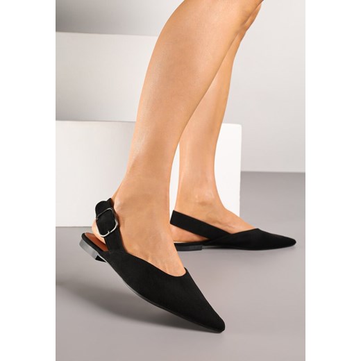 Czarne Sandały Vices Typu Slingback z Wkładką ze Skóry Naturalnej Rallora ze sklepu renee.pl w kategorii Balerinki - zdjęcie 183897108