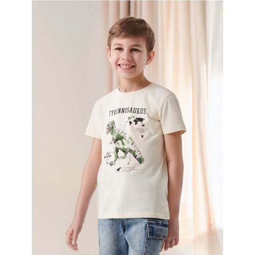 Sinsay - Koszulka z nadrukiem - kremowy ze sklepu Sinsay w kategorii T-shirty chłopięce - zdjęcie 183897748