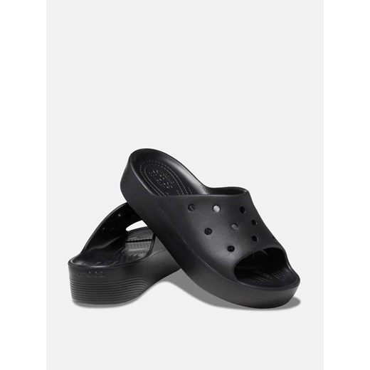 Klapki damskie Crocs czarne na platformie casual z gumy