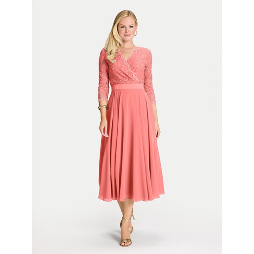 Swing Sukienka koktajlowa 5AE29100 Koralowy Regular Fit ze sklepu MODIVO w kategorii Sukienki - zdjęcie 183904276
