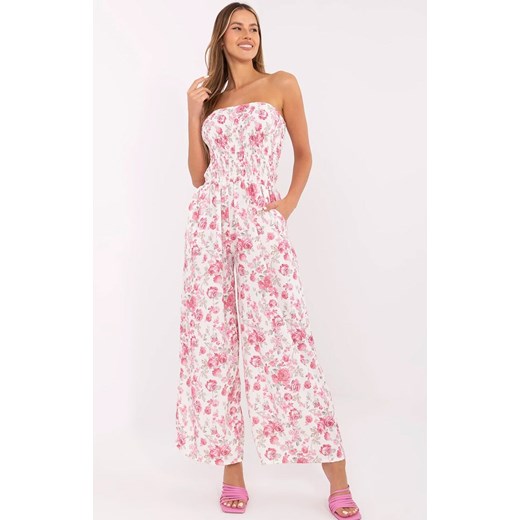 Kombinezon w kwiaty MI-KO-611251, Kolor ecru-wzór, Rozmiar uniwersalny, ITALY MODA ze sklepu Primodo w kategorii Kombinezony damskie - zdjęcie 183905229