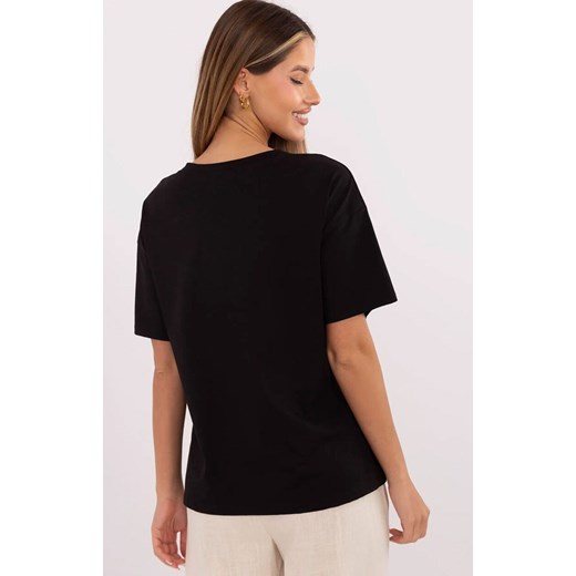 T-shirt damski czarny MI-TS-M3221G.75, Kolor czarny, Rozmiar uniwersalny, ITALY MODA ze sklepu Primodo w kategorii Bluzki damskie - zdjęcie 183905245