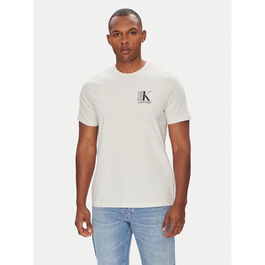 Calvin Klein T-Shirt Abstract Graphic LV04RC853G Écru Regular Fit ze sklepu MODIVO w kategorii T-shirty męskie - zdjęcie 183907467