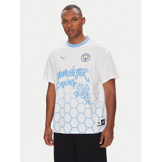 Puma T-Shirt CWC Hoops x Man City 631695 Biały Regular Fit ze sklepu MODIVO w kategorii T-shirty męskie - zdjęcie 183907499