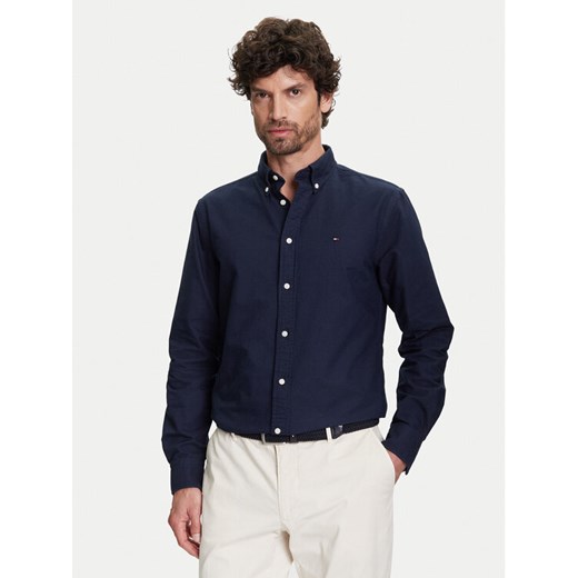 Tommy Hilfiger Koszula Solid Heritage MW0MW35774 Granatowy Regular Fit ze sklepu MODIVO w kategorii Koszule męskie - zdjęcie 183907509