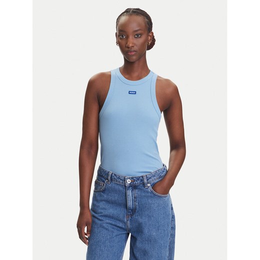 HUGO Top Easy 50508857 Błękitny Slim Fit ze sklepu MODIVO w kategorii Bluzki damskie - zdjęcie 183907618