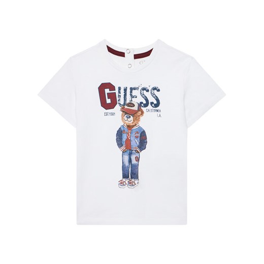 Guess T-Shirt N5YI22 K8HM4 Biały Regular Fit ze sklepu MODIVO w kategorii T-shirty chłopięce - zdjęcie 183907697