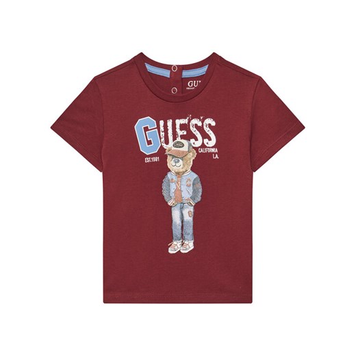 Guess T-Shirt N5YI22 K8HM4 Bordowy Regular Fit ze sklepu MODIVO w kategorii Kaftaniki i bluzki - zdjęcie 183910605