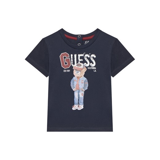 Guess T-Shirt N5YI22 K8HM4 Granatowy Regular Fit ze sklepu MODIVO w kategorii Kaftaniki i bluzki - zdjęcie 183910725