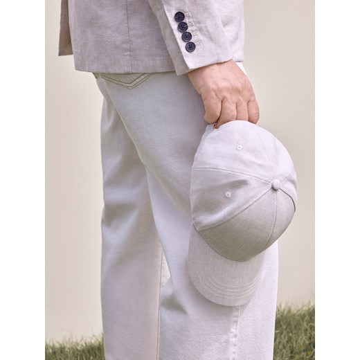 Reserved - Lniana czapka baseball - beżowy ze sklepu Reserved w kategorii Czapki z daszkiem męskie - zdjęcie 183912296