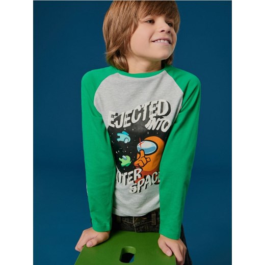 Sinsay - Koszulka z długimi rękawami Among Us - zielony ze sklepu Sinsay w kategorii T-shirty chłopięce - zdjęcie 183916396