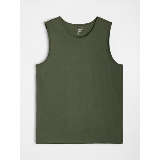 Sinsay - Bawełniany tank top basic - khaki Sinsay L Sinsay
