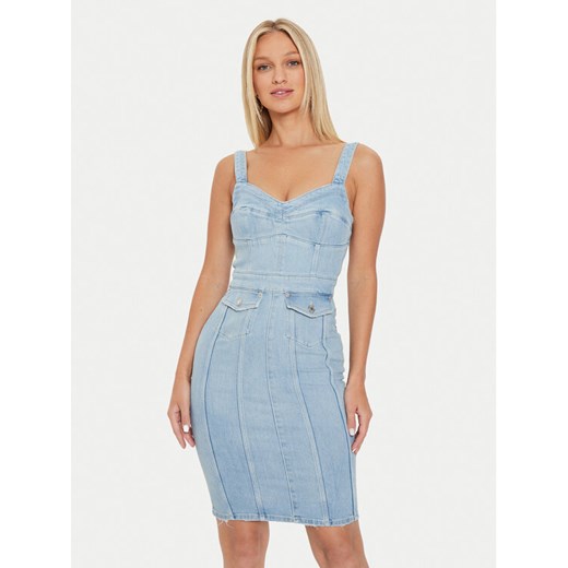 Guess Sukienka jeansowa Lidia W4YK02 D5DX2 Niebieski Slim Fit Guess XL MODIVO