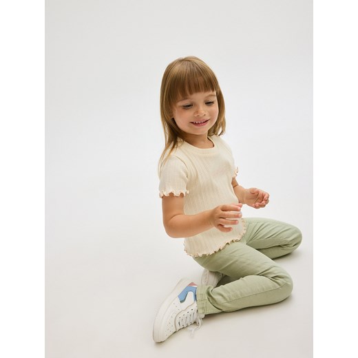Reserved - Bawełniane jegginsy - jasnozielony ze sklepu Reserved w kategorii Spodnie dziewczęce - zdjęcie 183917649