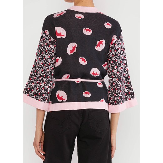 Sweter damski Blutsgeschwister wielokolorowy z dekoltem w serek 