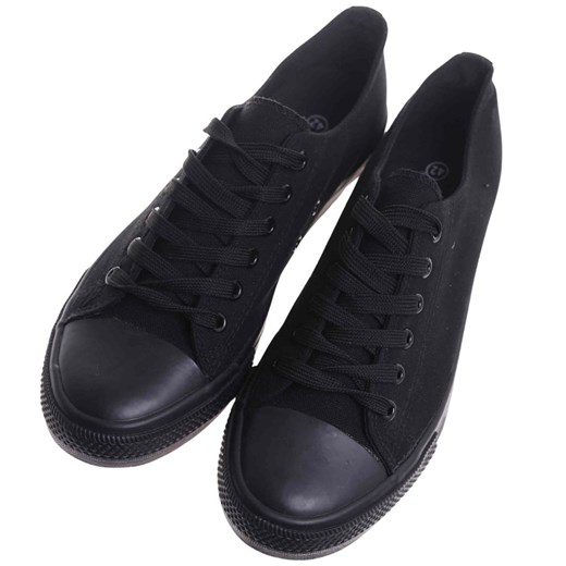 Trampki męskie Sznurowane czarne z tkaniny /F3-2 17806 T230/ ze sklepu Pantofelek24.pl w kategorii Trampki męskie - zdjęcie 183919578