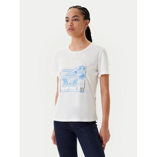 Morgan T-Shirt 251-DVIBES Biały Regular Fit ze sklepu MODIVO w kategorii Bluzki damskie - zdjęcie 183921649