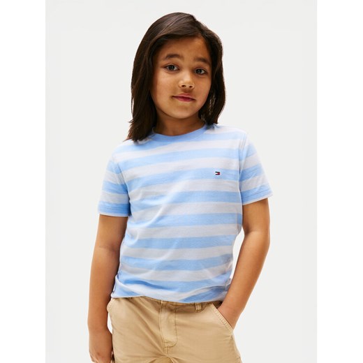 Tommy Hilfiger T-Shirt Essential KB0KB06879 S Błękitny Regular Fit ze sklepu MODIVO w kategorii Bluzki dziewczęce - zdjęcie 183921738