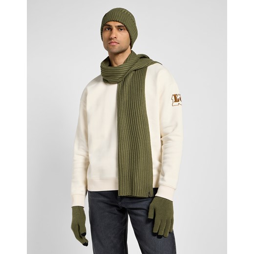 LEE MĘSKI ZESTAW ZIMOWY CZAPKA SZALIK RĘKAWICZKI LEE XMAS PACK MERCANTILE GREEN 112358293 ze sklepu YouNeedit.pl w kategorii Szaliki męskie - zdjęcie 183923048