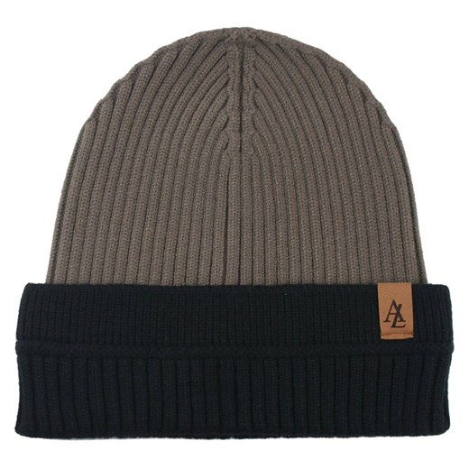 Jesienno-Zimowa Czapka (beanie) – Alties - Beżowa z Czernią CPAALTSbeanie9bezCZAR ze sklepu JegoSzafa.pl w kategorii Czapki zimowe męskie - zdjęcie 183923568