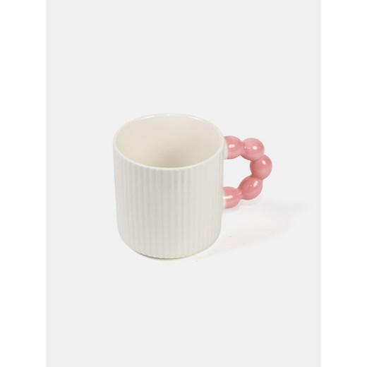 Sinsay - Kubek ceramiczny z ozdobnym uchem i ryflowaniem - różowy Sinsay One Size Sinsay