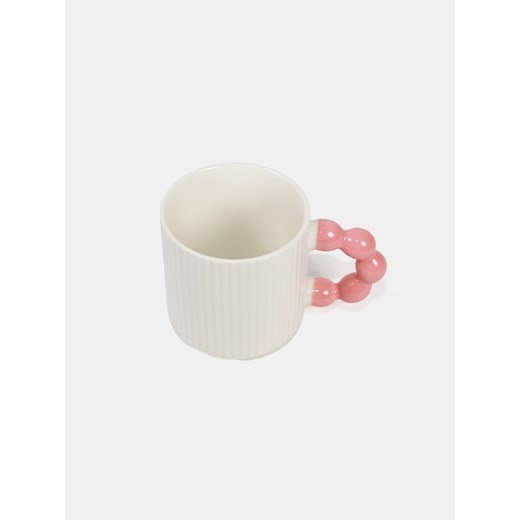 Sinsay - Kubek ceramiczny z ozdobnym uchem i ryflowaniem - różowy Sinsay One Size Sinsay