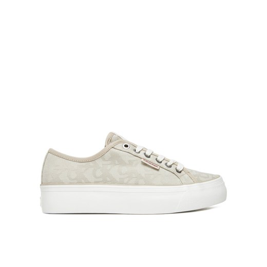 Calvin Klein Jeans Sneakersy Vulc Flatf Jacquard Aop YW0YW01965 Beżowy ze sklepu MODIVO w kategorii Trampki damskie - zdjęcie 183924818