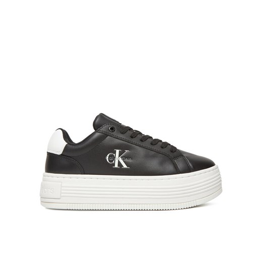 Calvin Klein Jeans Sneakersy Bold Flatf Low Lace Lth YW0YW01878 Czarny ze sklepu MODIVO w kategorii Buty sportowe damskie - zdjęcie 183924855