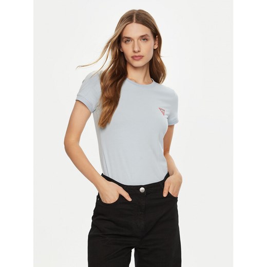 Guess T-Shirt SS CN MINI TRIANGLE Niebieski Shirt Fit ze sklepu MODIVO w kategorii Bluzki damskie - zdjęcie 183924928