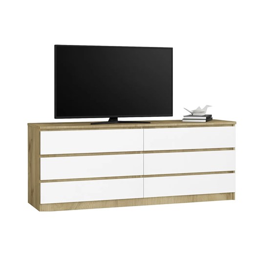 Komoda RTV z szufladami dąb artisan + biały Costal Elior One Size okazja Edinos.pl