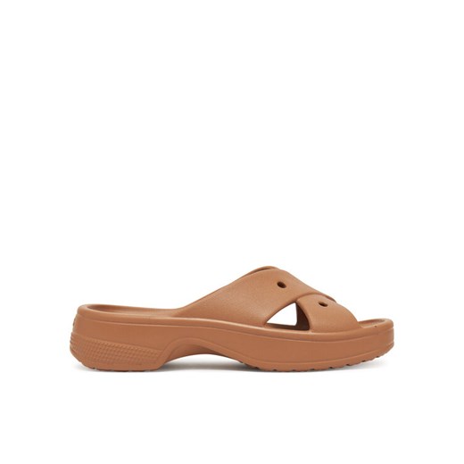 Klapki Crocs Cross Strap 210840 Brązowy ze sklepu eobuwie.pl w kategorii Klapki damskie - zdjęcie 183927849