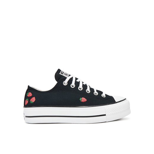 Trampki Converse Chuck Taylor All Star Lift Platform Embroidered Strawberries A14935C Czarny ze sklepu eobuwie.pl w kategorii Trampki damskie - zdjęcie 183927899