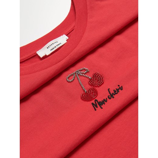 Bluzka damska Reserved casualowa z krótkim rękawem czerwona 
