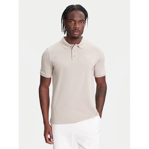 Guess Polo Z5YP02 K9WF1 Beżowy Regular Fit ze sklepu MODIVO w kategorii T-shirty męskie - zdjęcie 183932116