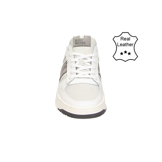 Bullboxer Skórzane sneakersy w kolorze białym Bullboxer 45 Limango Polska okazja