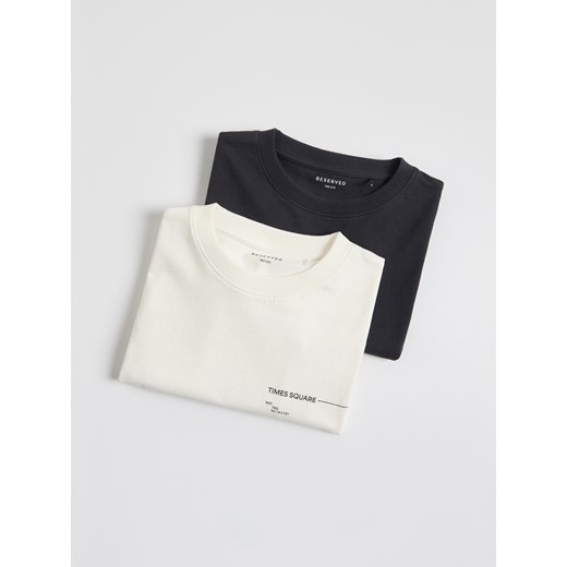 Reserved - Bawełniany t-shirt 2 pack - złamana biel ze sklepu Reserved w kategorii T-shirty chłopięce - zdjęcie 183935695