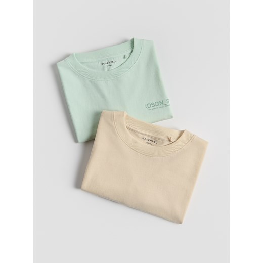 Reserved - Bawełniany t-shirt 2 pack - jasnoturkusowy ze sklepu Reserved w kategorii T-shirty chłopięce - zdjęcie 183935716